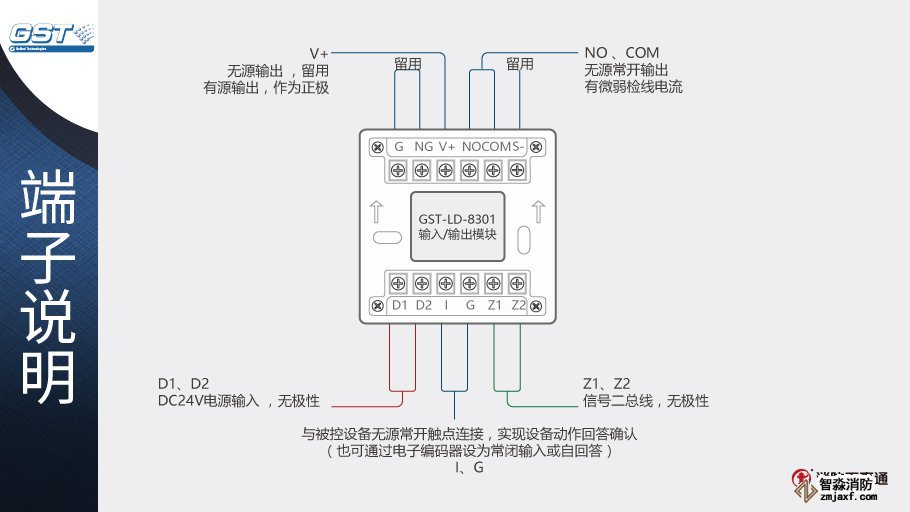 GST-LD-8301输入/输出模块端子说明