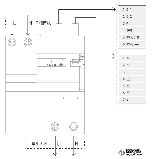 TY-610-2P智慧空开产品接线示意图