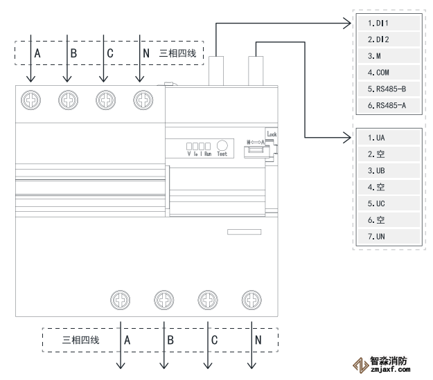 TY-610-4P智慧空开产品接线示意图