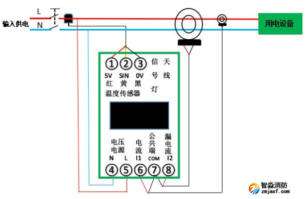 EFM-2P100电气火灾智能监测终端接线图